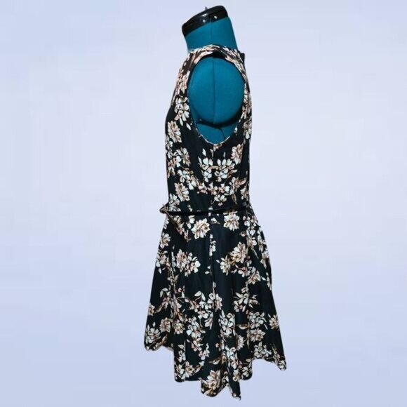 Apricot Black Floral Dress with Belt - Size‎ 10 - Picture 3 of 10